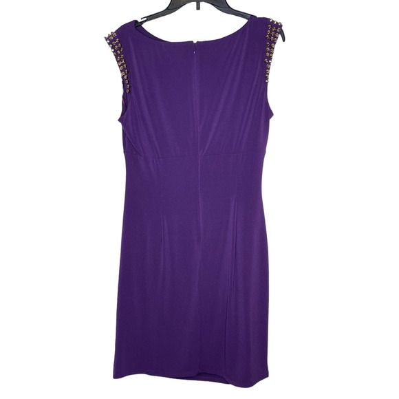 Vince Camuto Women's Bodycon Dress Studded Sleeve Back Zip Purple Size 12 - Picture 11 of 11